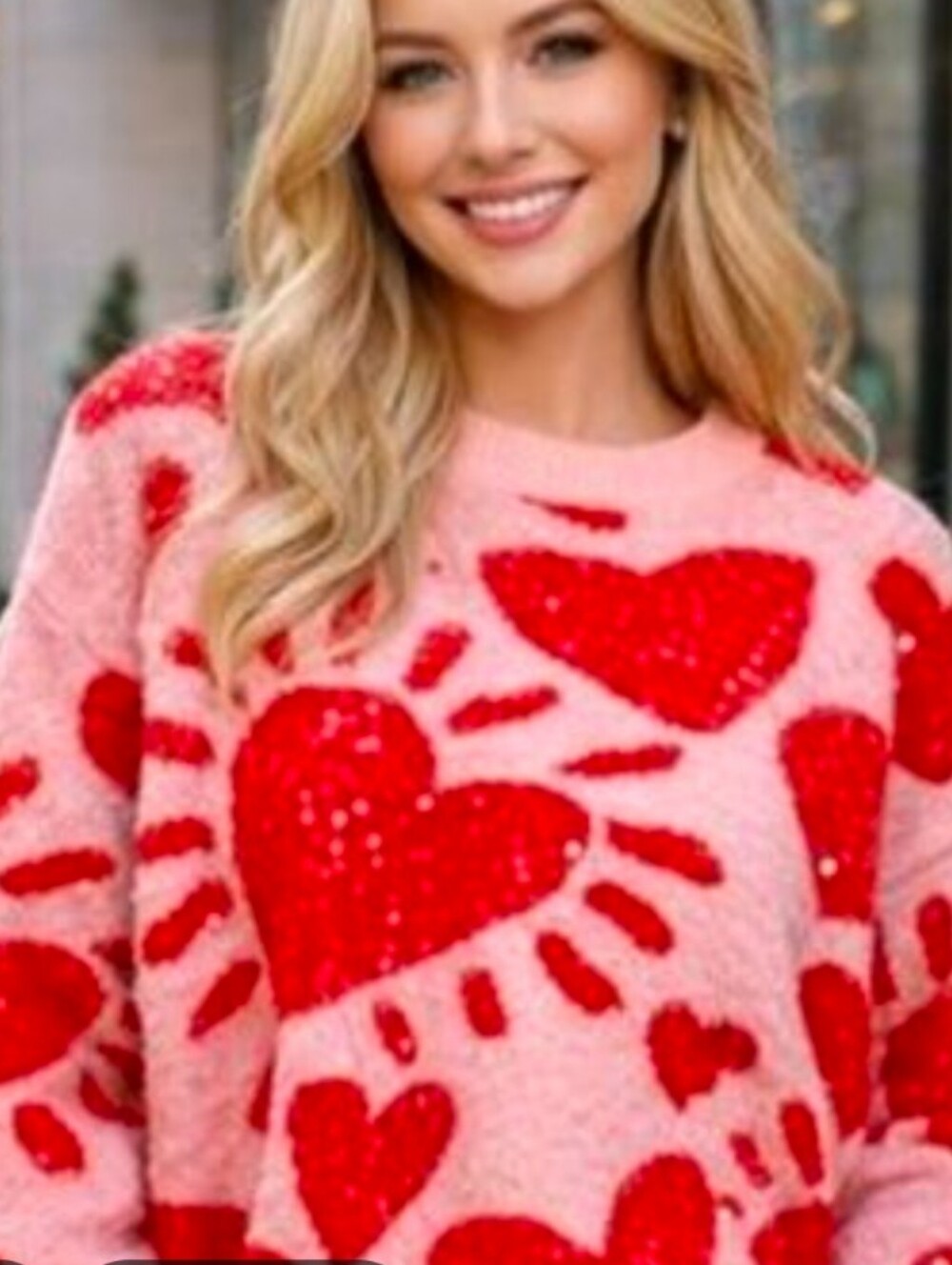 Luna Ivy Sequin Heart Sweater Anthropologie